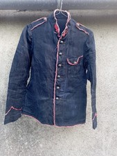 Work jacket, linen jacket, old clothes blue chevron fabric...