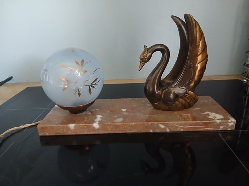 Antique art deco bedside lamp - art,