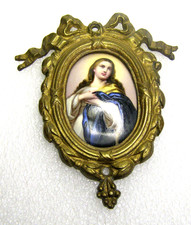 Miniature Painting on Porcelain in Bronze Frame