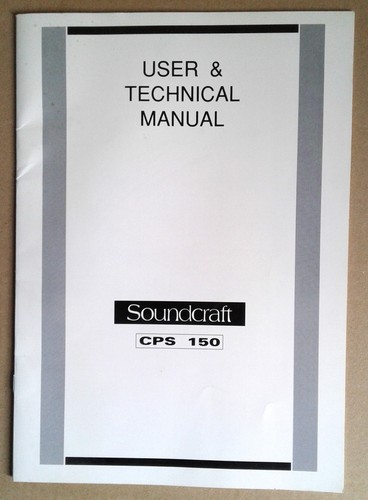 Soundcraft cps 150 user - soundcraft,