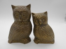RAVISSANTE PAIRE DE FIGURINE / STATUETTE  " HIBOU / CHOUETTE "  EN LAITON