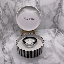 Thomas Sabo Leather & Sterling Silver Bracelet, 17.5cm. Hallmarked & boxed.