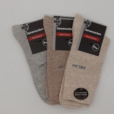 3 Paire MH Relax Chaussettes Femmes Sans Caoutchouc Beaucoup Coton Beige Gris