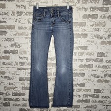 American Eagle Jeans Womens 0 Artist Super Stretch Low Rise Flare Leg Raw Hem