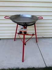 Garcima  Paella Pan Set with Burner,20" Carbon Steel Outdoor Pan & Legs