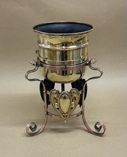 Antique Arts And Crafts Brass And Copper Planter/Jardiniere On Stand C1910