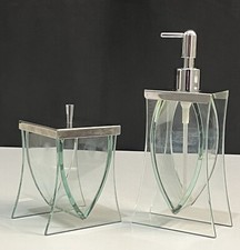 Distributeur de savon et pot à coton en verre transparent