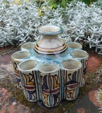 ENCRIER Ancien d'ENLUMINEUR en CERAMIQUE Marocaine de FEZ Douia à 9 PORTE KALAMS