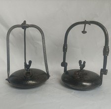 Lot de 2 anciennes raves / lampes de mineur à huile fin XIXe siècle