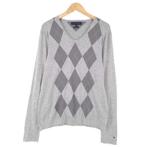Pull coton gris - en, argyle