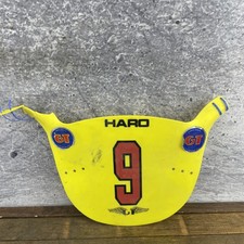 Vintage Haro BMX Number Plate Yellow 80s Old School GT Santa Ana CA Decal Crack