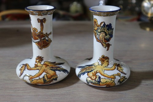 Paire soliflores faience - de,