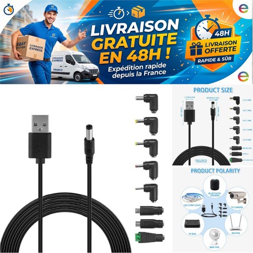 Câble alimentation usb vers - alimentation,