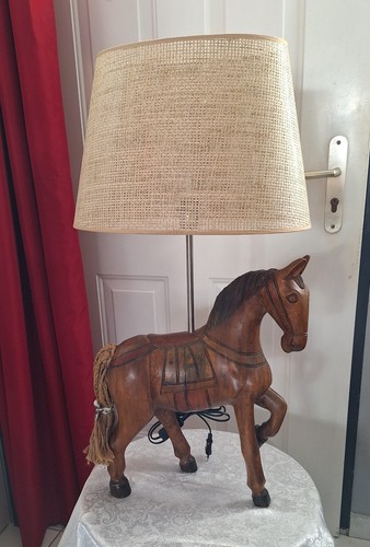 Lampe cheval bois - bois, massif