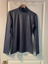 NWOT Anki Technical Casuals Ladies,Mock-neck long sleeve Blue Shirt, Size US 8