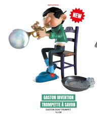 STATUE GASTON LAGAFFE TROMPETTE SAVON 16cm COLLECTOYS