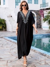 AU STOCK COTTON EMBROIDERY OVERSIZE KAFTAN TUNIC KIMONO DRESS BIKINI COVER 23062