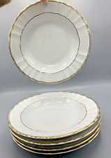 Lot 5 assiettes creuses porcelaine blanche Limoges B & C – filet doré or