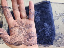 Dentelle large ancienne bleu