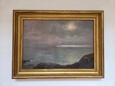 Huile sur carton paysage marin