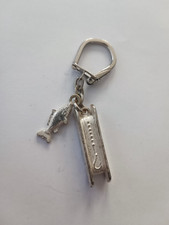 Porte clés métal Pêche LIGNE DE CANNE à PECHE Poisson keychain vintage 60'