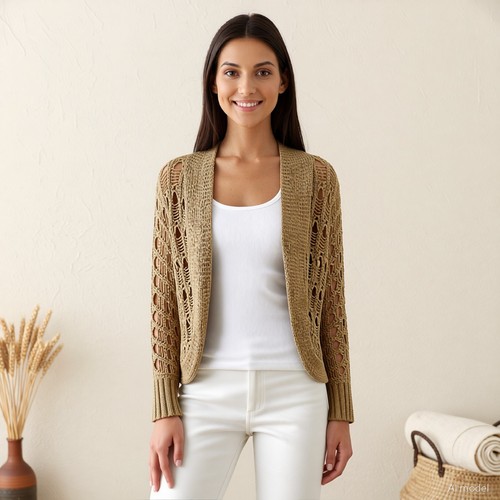 Boho gilet marron - gilet, or
