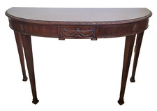 Vintage 20th C Adams Carved Mahogany Demi-Lune Server CONSOLE by JOHAN TAPP