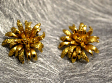 boucles clips d'oreille vintage métal doré année 60