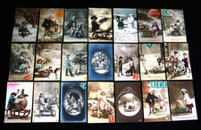 LUGE NEIGE HIVER ENFANT 1910