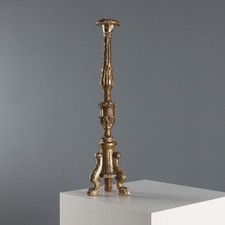 Bougeoir Ancien Bois Gravé et Doré Italie XVIIIe-XIXe Siècle Original