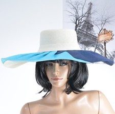 chapeau capeline blanc bleu