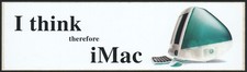 AUTOCOLLANT APPLE JE PENSE DONC IMac 1998 G3 JAMAIS UTILISÉ