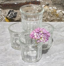 Lot of Four Antique Faceted Glass Jam Jars 500ml 10cm