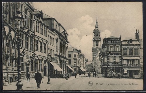 Cpa mons théâtre et la - mons,,