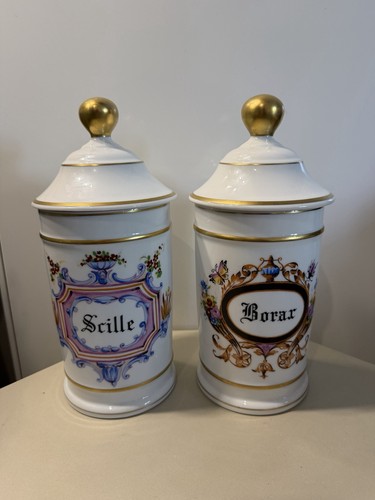 Old apothecary pots porcelain - apothecary,