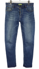 JEANS VERSACE Jeans Slim Fit Homme IT 46 Délavé Whiskers Bouton Bleu