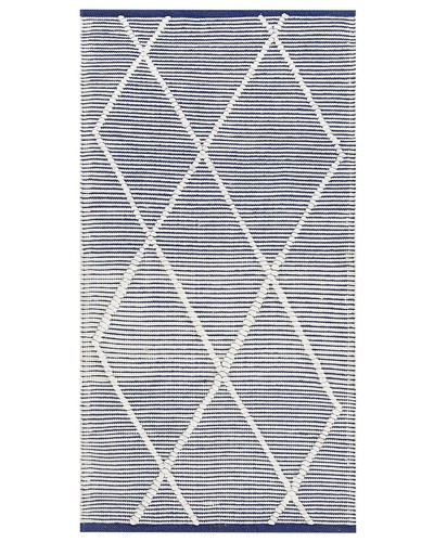 Tapis coton bleu blanc - bleu, et