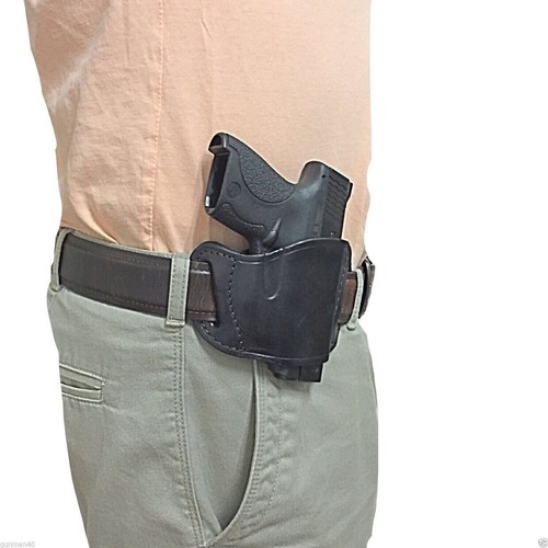 Black leather pancake belt - leather,