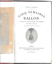 JULES VERNE - CINQ SEMAINES EN BALLON - PREMIERE EDITION ILLUSTREE HETZEL EO  BE