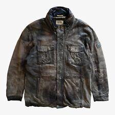 Vintage 90s Men's Camel Active Dark Brown Leather Biker Jacket, Motorcycle Pilot