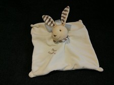 Doudou lapin plat beige blanc