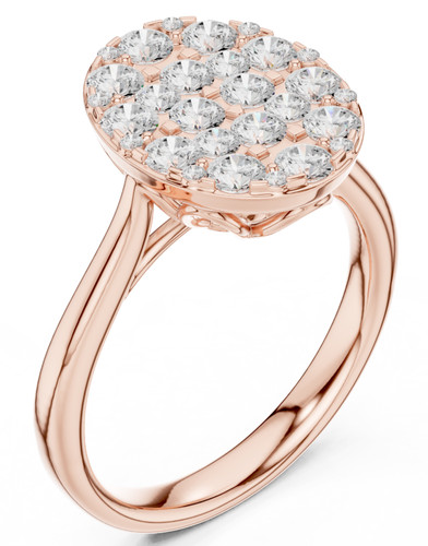 Bague ronde certifiée - , diamant