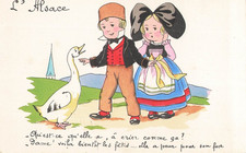 CP ILLUSTREE ALSACE COUPLE ALSACIENS OIE - 33195