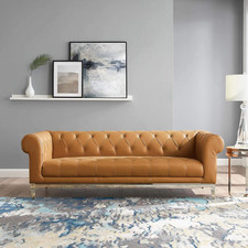 Chic Tan Leather Chesterfield