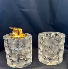 Lalique, modèle Tokyo, briquet et photophore (ou porte-cigarettes) signés