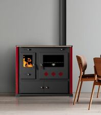 Poêle à bois Practik lux Eco, plaque supérieure en céramique conduit droit 9,...