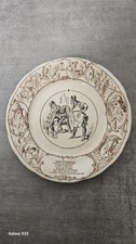Assiette ancienne faïence Opaque de Sarreguemines “Le bon roi Dagobert” série