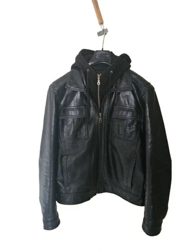 Blouson noir cuir - , buffle