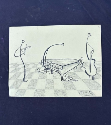 Dessin ancien scene jazz - scene,