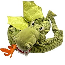 Vintage Ikea Minnen Drake Winged Fire Dragon Approx 72" 6 Foot Green Plush